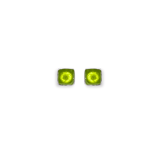 Kiwi Aluminium Squares Mini Stud Earrings