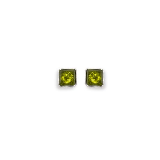 Lime Aluminium Squares Mini Stud Earrings
