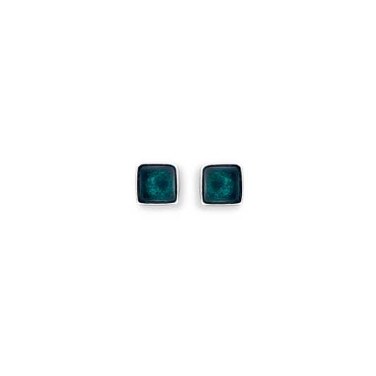 Verdigris Aluminium Squares Mini Stud Earrings