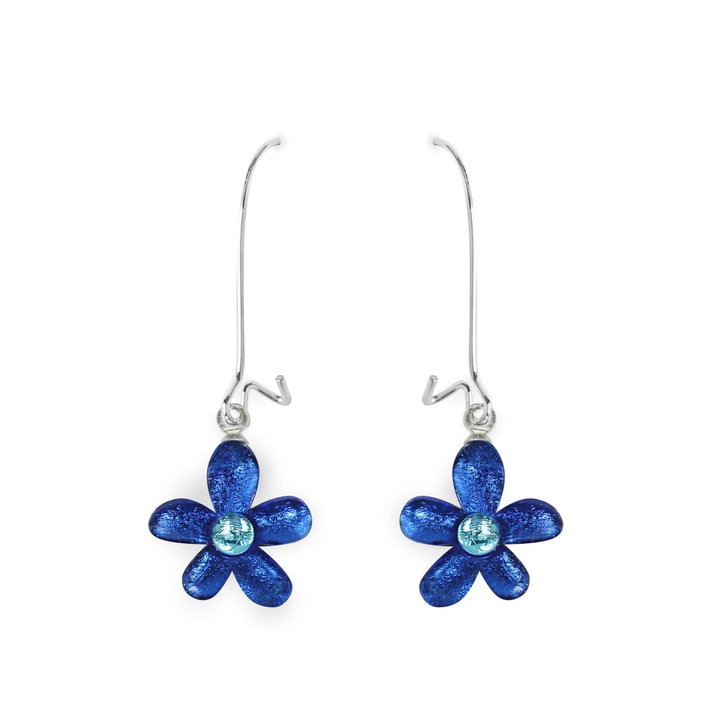 Twilight Flower Shiny Small Long Hook Earrings | The Jewellery Stop