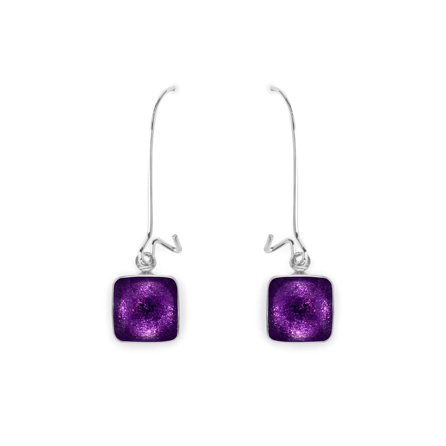 Rainbow Aluminium Squares Shiny Long Hook Earrings | The Jewellery Stop