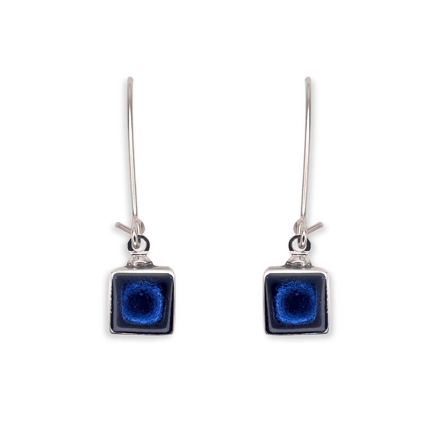 Atlantic Aluminium Squares Shiny Long Hook Earrings