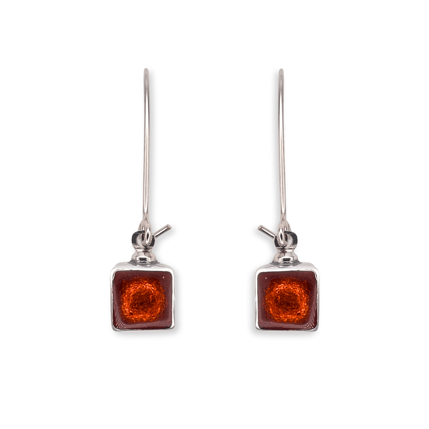 Chilli Aluminium Squares Shiny Long Hook Earrings