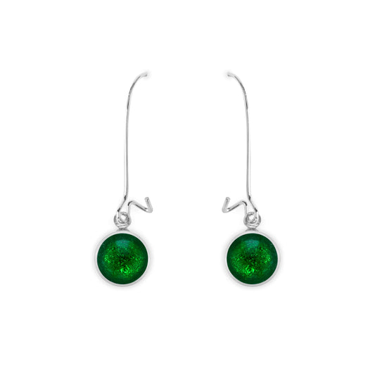 Emerald Aluminum Circles Shiny Long Hook Earrings