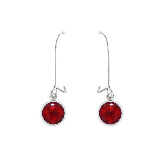 Red Aluminium Circles Shiny Long Hook Earrings | The Jewellery Stop