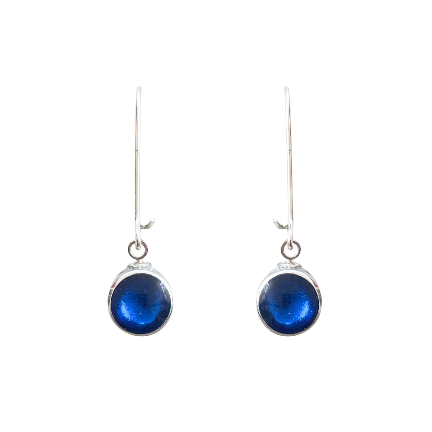 Azure Aluminium Circles Shiny Long Hook Earrings