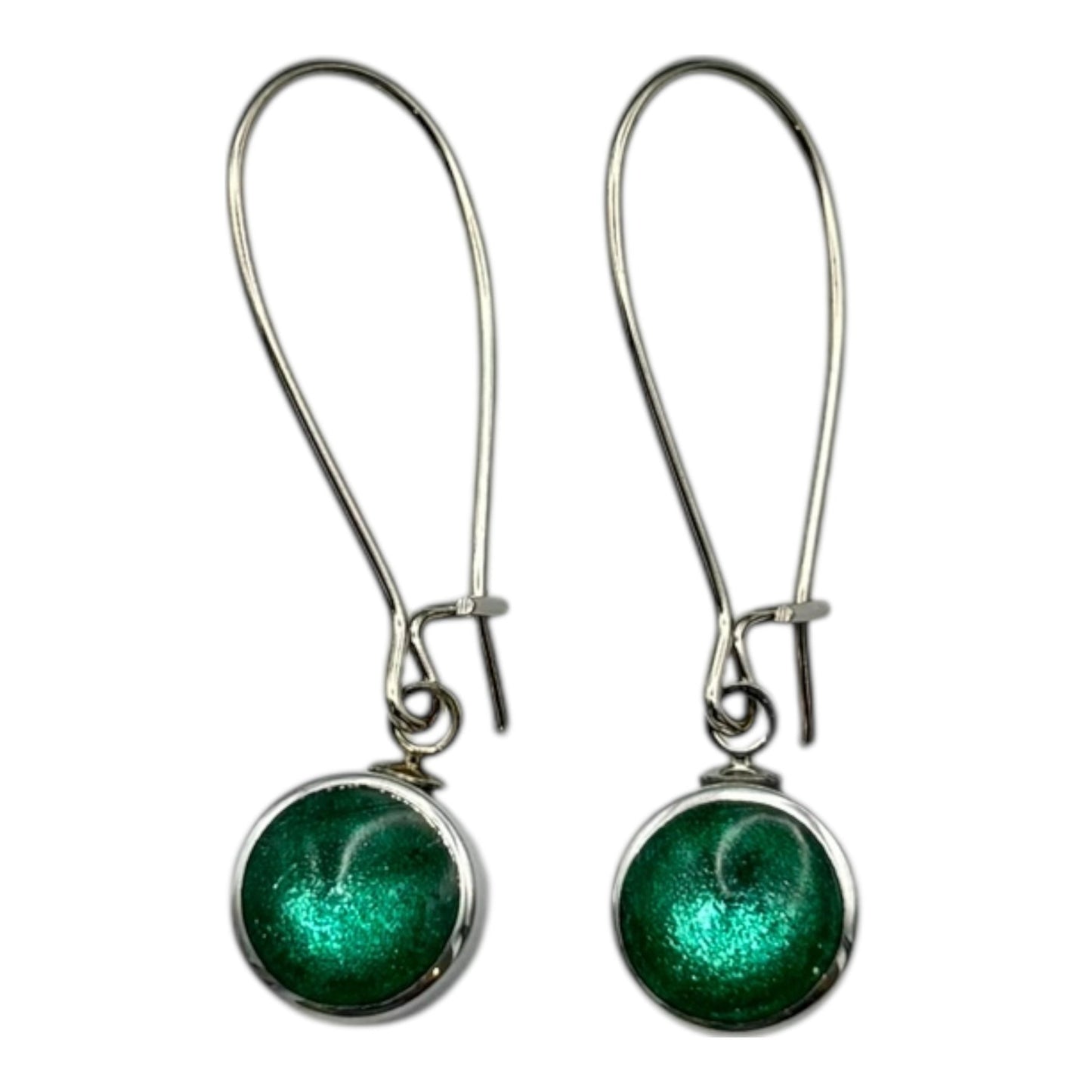 Crystal Aluminium Circles Shiny Long Hook Earrings | The Jewellery Stop