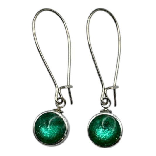 Crystal Aluminium Circles Shiny Long Hook Earrings | The Jewellery Stop