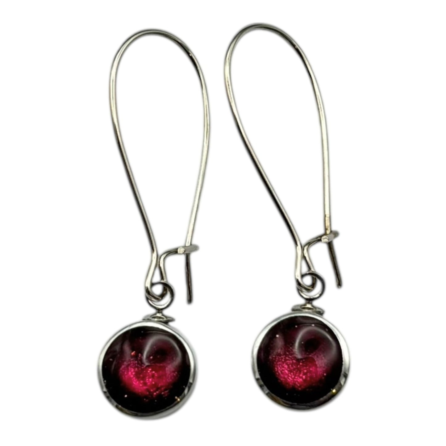 Peony Aluminium Circles Shiny Long Hook Earrings | The Jewellery Stop