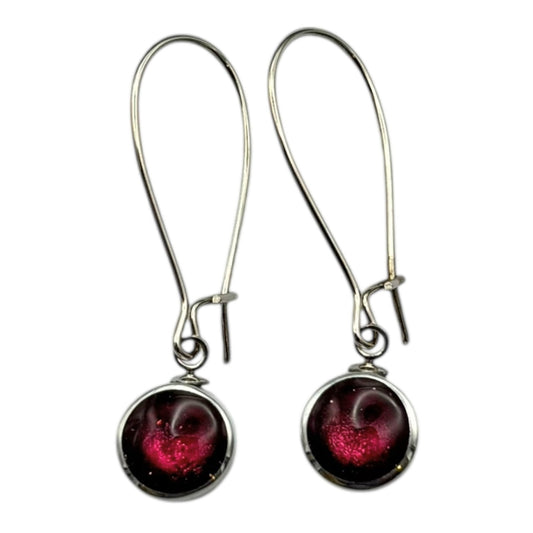 Peony Aluminium Circles Shiny Long Hook Earrings | The Jewellery Stop