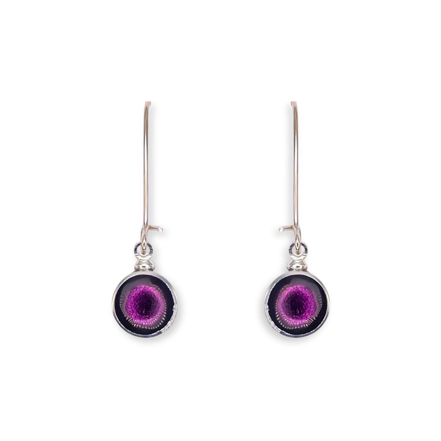 Rainbow Aluminium Circles Shiny Long Hook Earrings
