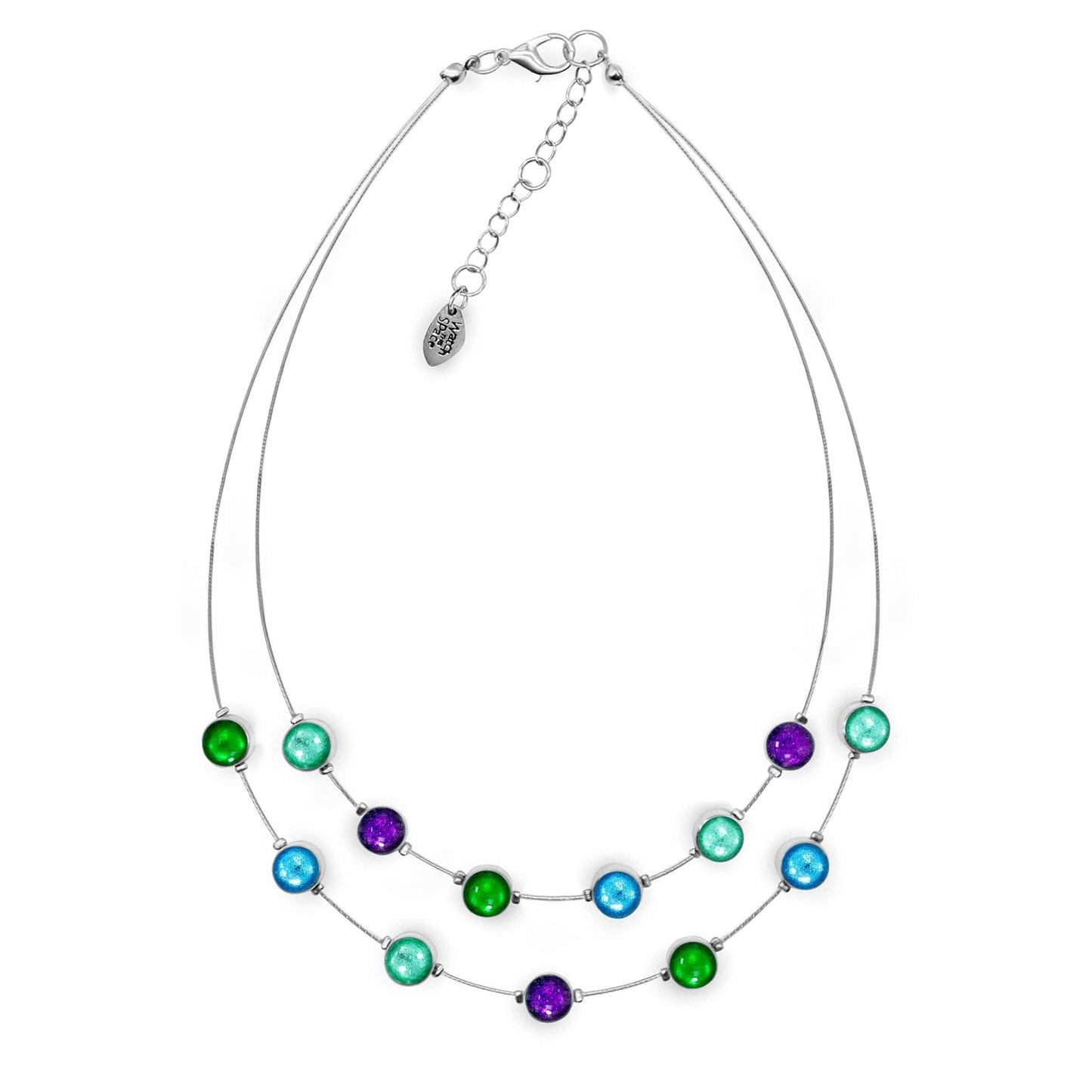 Aurora Aluminum Circles Shiny Double Strand Necklace | The Jewellery Stop
