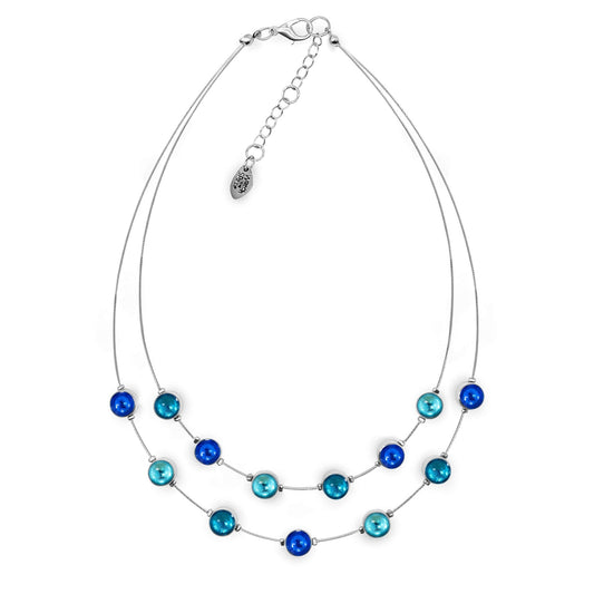 Turquoise Aluminum Circles Shiny Double Strand Necklace | The Jewellery Stop
