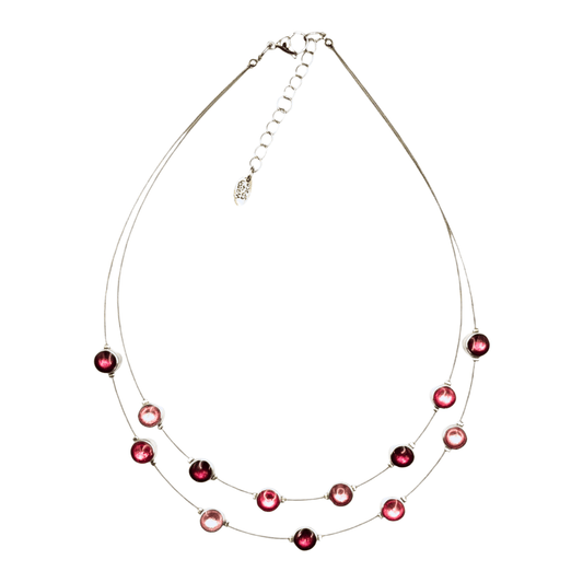 Peony Aluminum Circles Shiny Double Strand Necklace | The Jewellery Stop