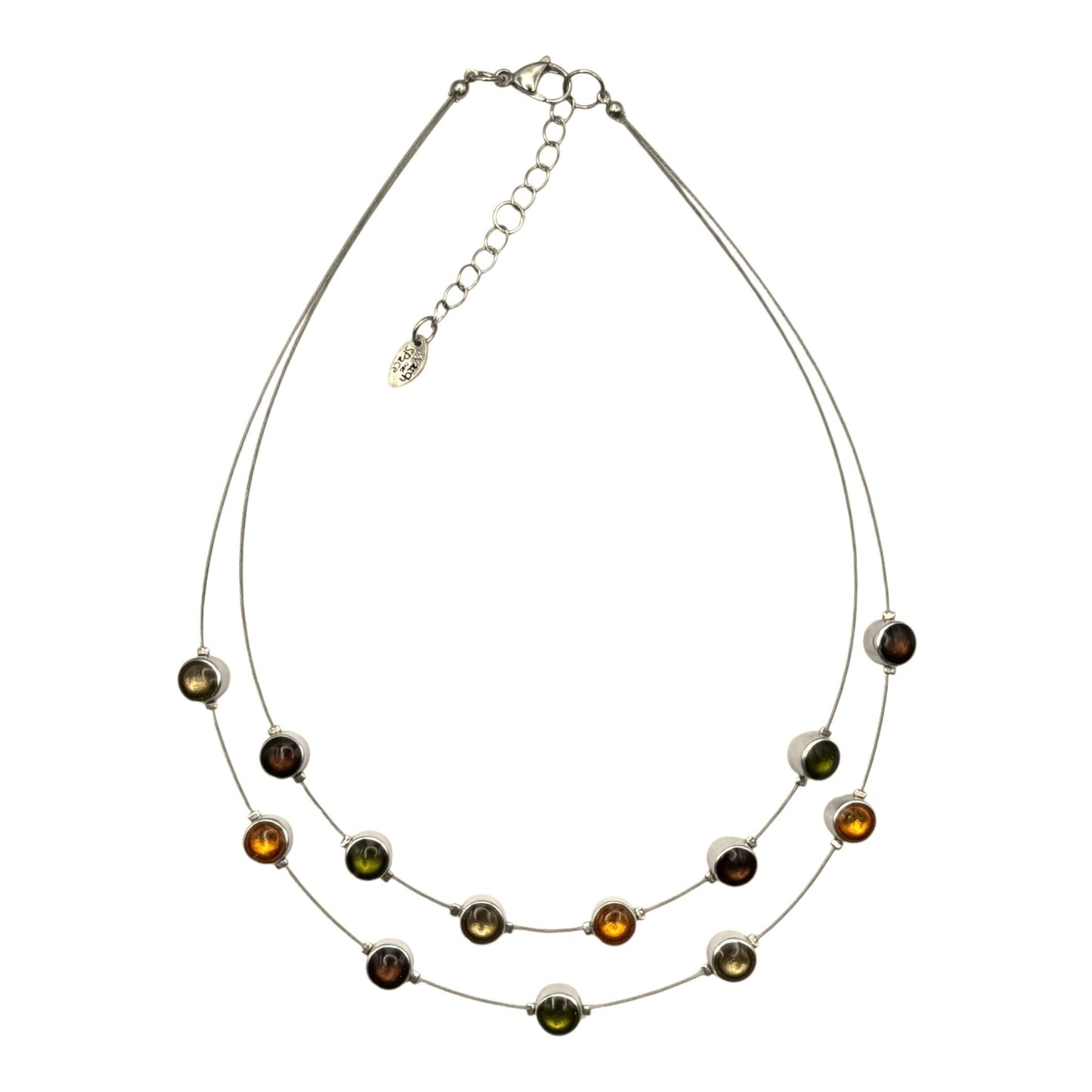 Pistachio Aluminum Circles Shiny Double Strand Necklace | The Jewellery Stop