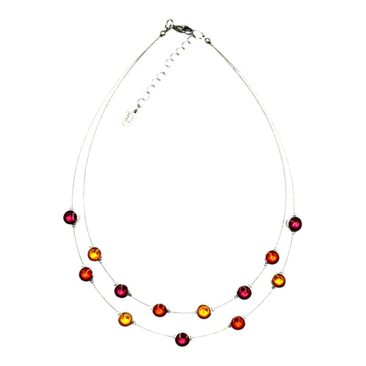 Tropical Aluminum Circles Shiny Double Strand Necklace | The Jewellery Stop