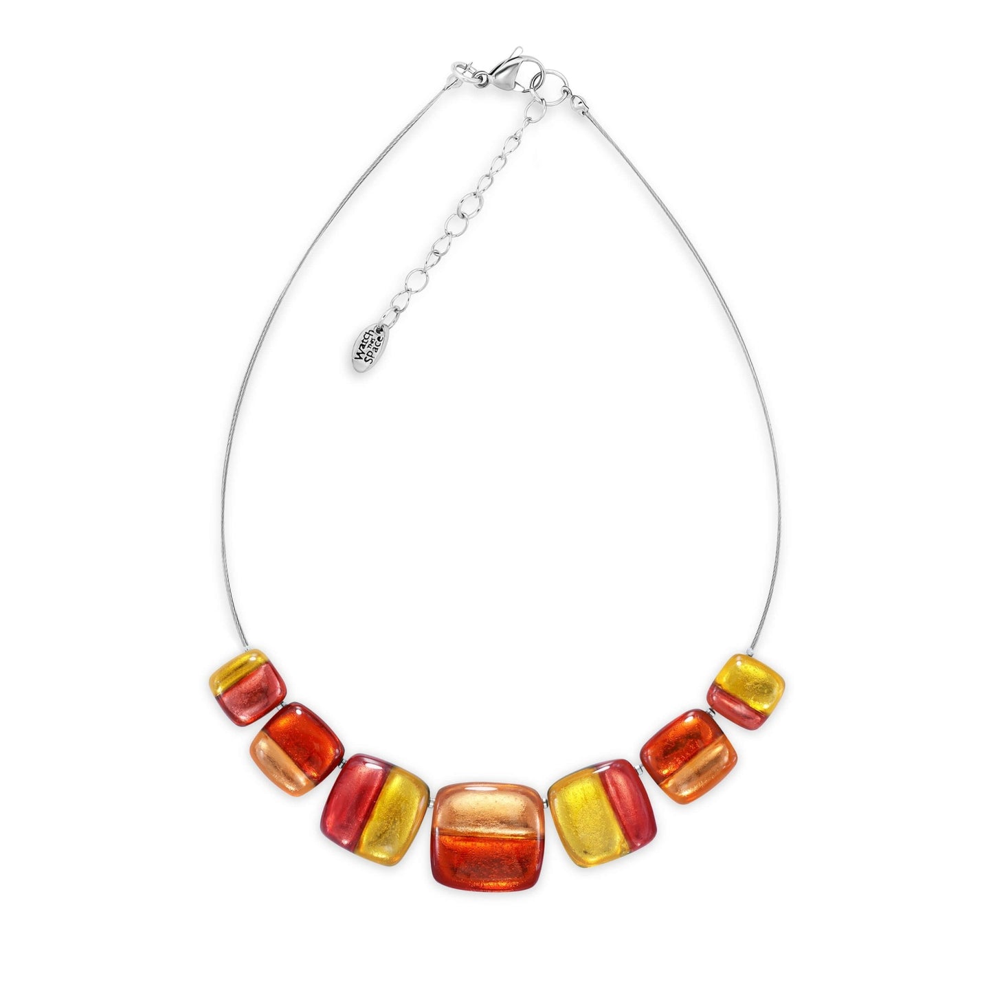 Terracotta Geometric Squares Shiny Necklace | The Jewellery Stop