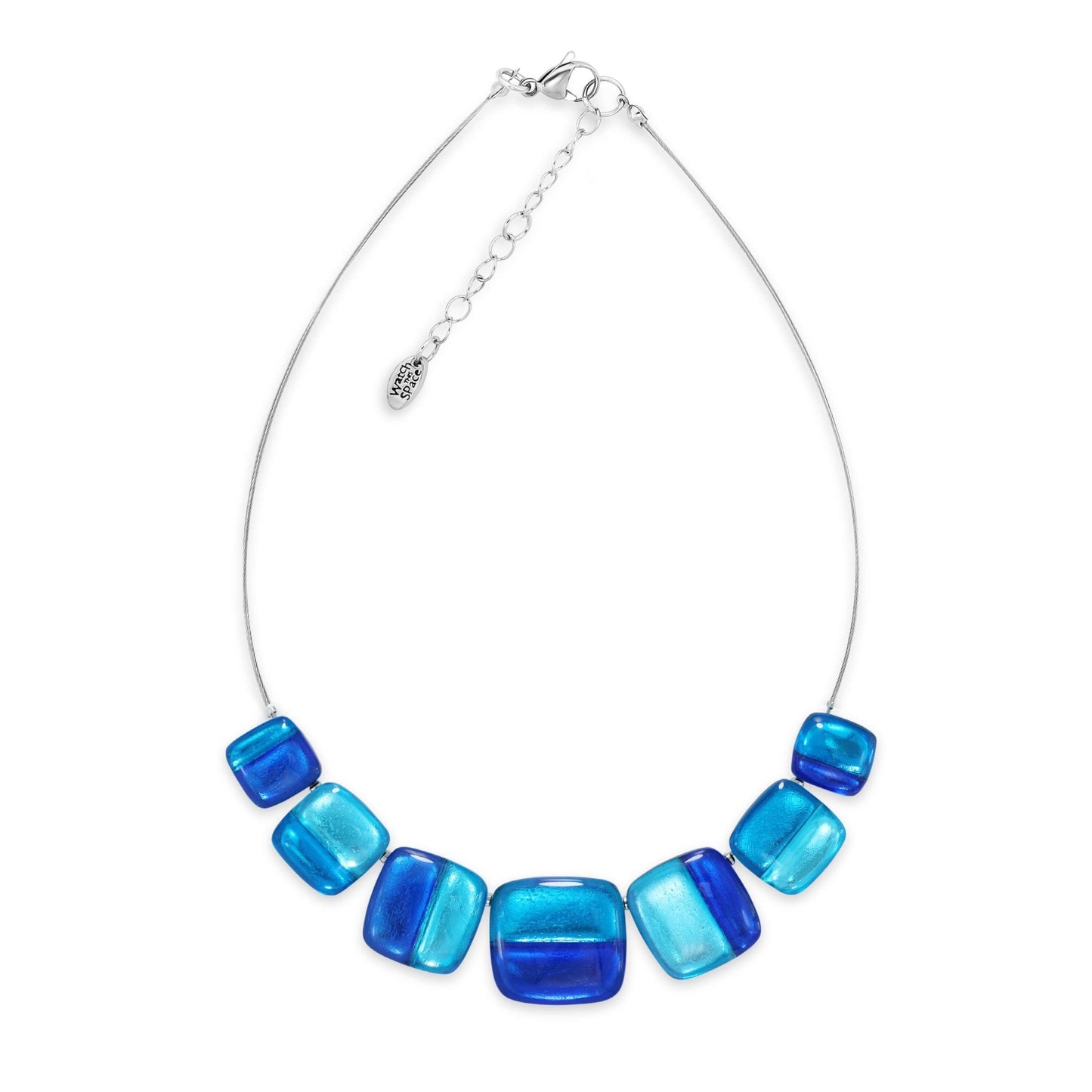 Turquoise Geometric Squares Shiny Necklace | The Jewellery Stop