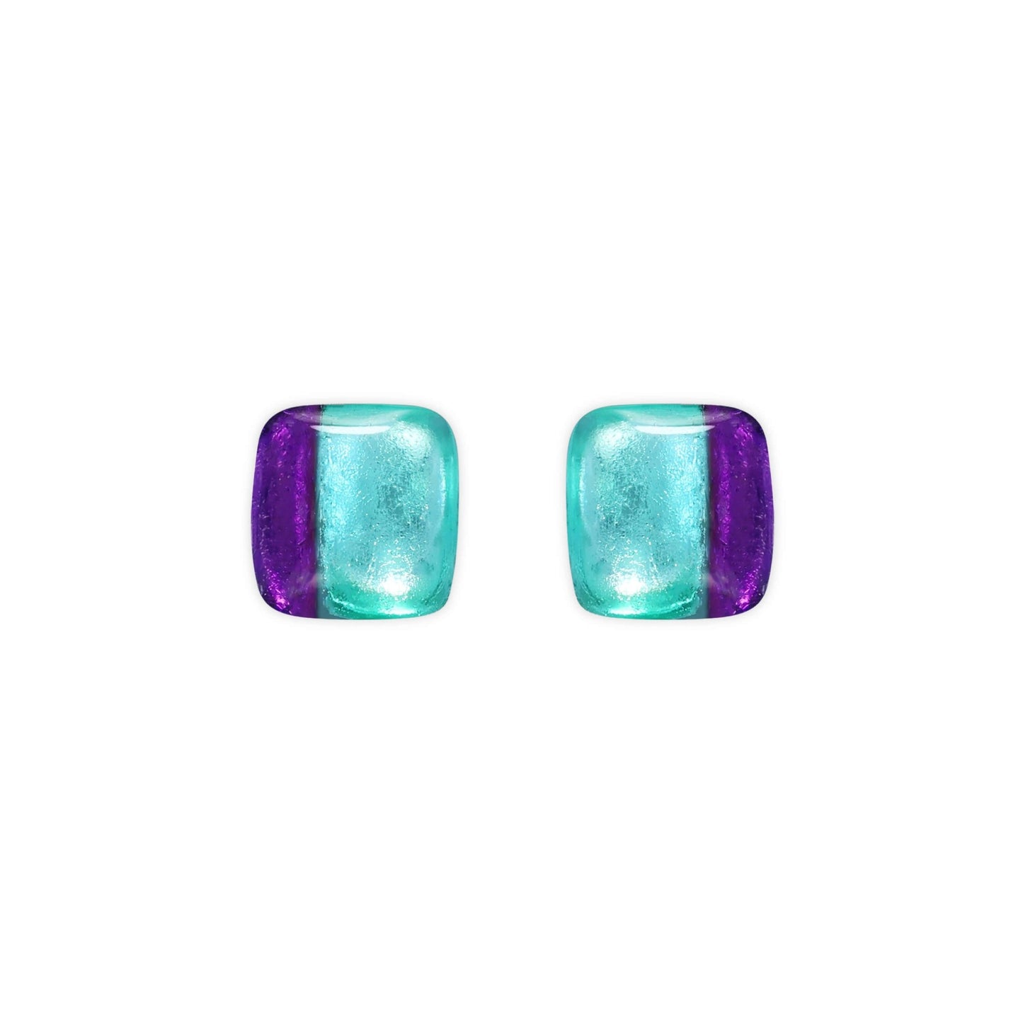 Aurora Geometric Squares Shiny Stud Earrings | The Jewellery Stop