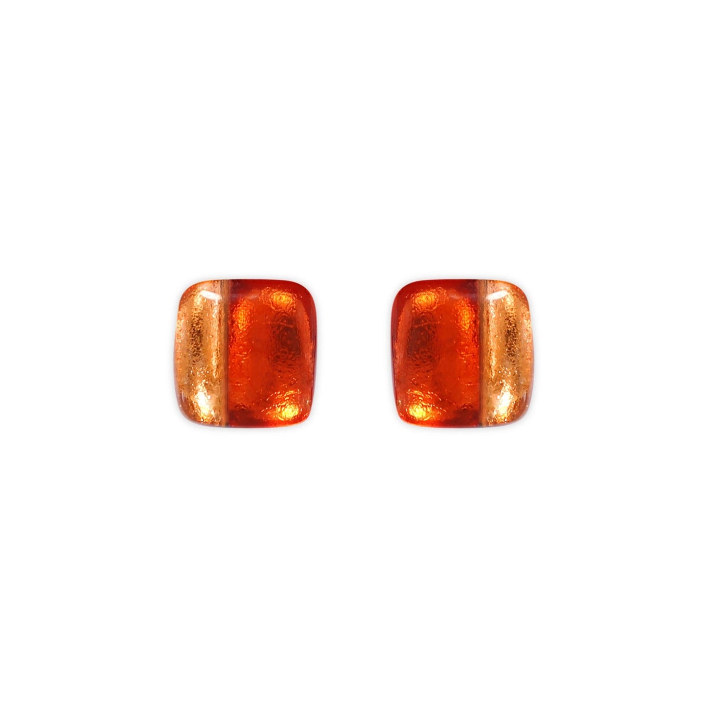 Terracotta Geometric Squares Shiny Stud Earrings | The Jewellery Stop