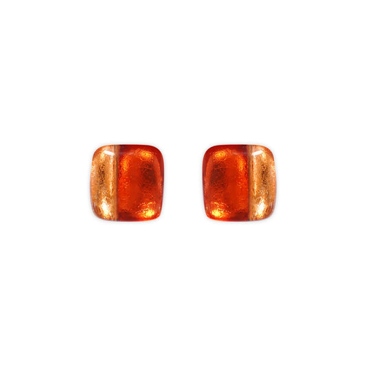 Terracotta Geometric Squares Shiny Stud Earrings | The Jewellery Stop