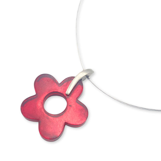 Raspberry Lollipop Flower Shiny Pendant