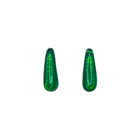 Emerald Teardrops Shiny Stud Earrings | The Jewellery Stop