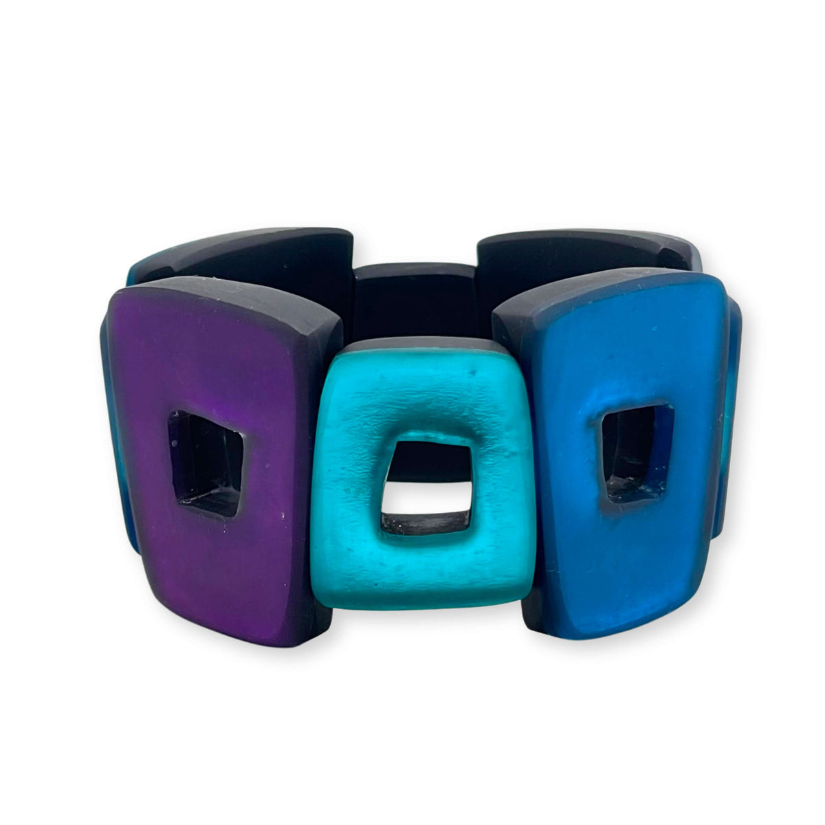 Peacock Hollow Squares Matte Bangle