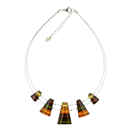 Pistachio Triangle Stripes Shiny Necklace | The Jewellery Stop