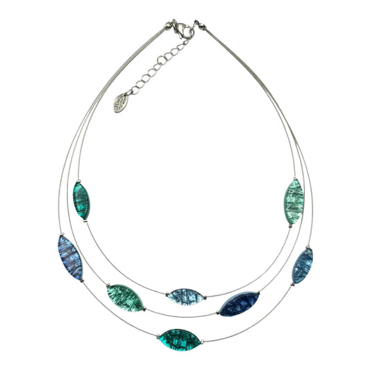 Crystal Aztec Petal Shiny 3 Strand Necklace | The Jewellery Stop