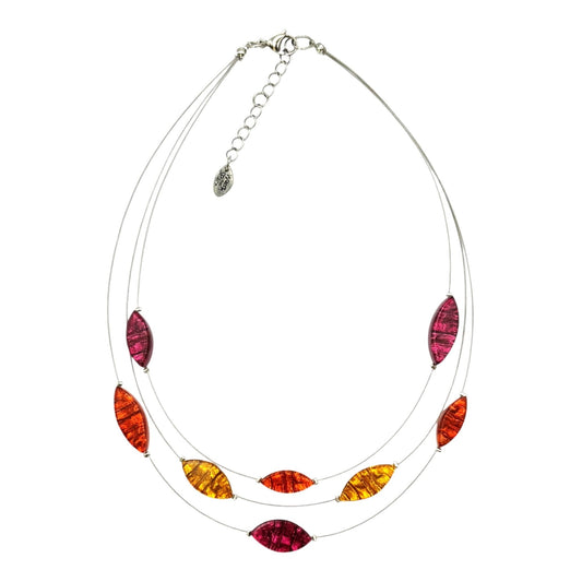 Tropical Aztec Petal Shiny 3 Strand Necklace | The Jewellery Stop