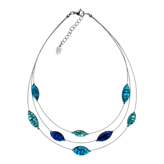 Turquoise Aztec Petal Shiny 3 Strand Necklace | The Jewellery Stop