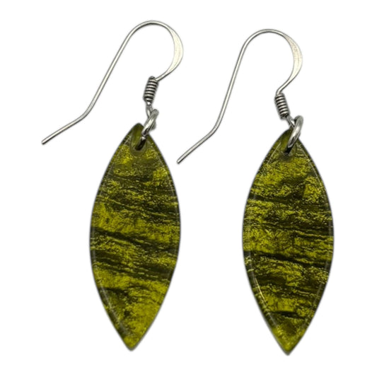 Pistachio Aztec Petal Shiny Fish Hook Earrings | The Jewellery Stop