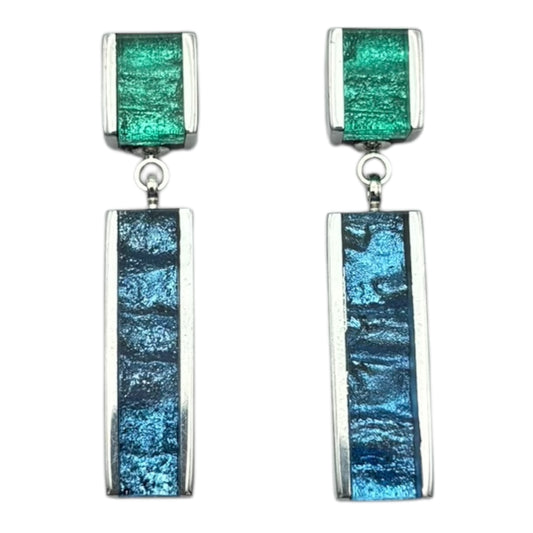 Crystal Ribbons Shiny Double Drop Stud Earrings