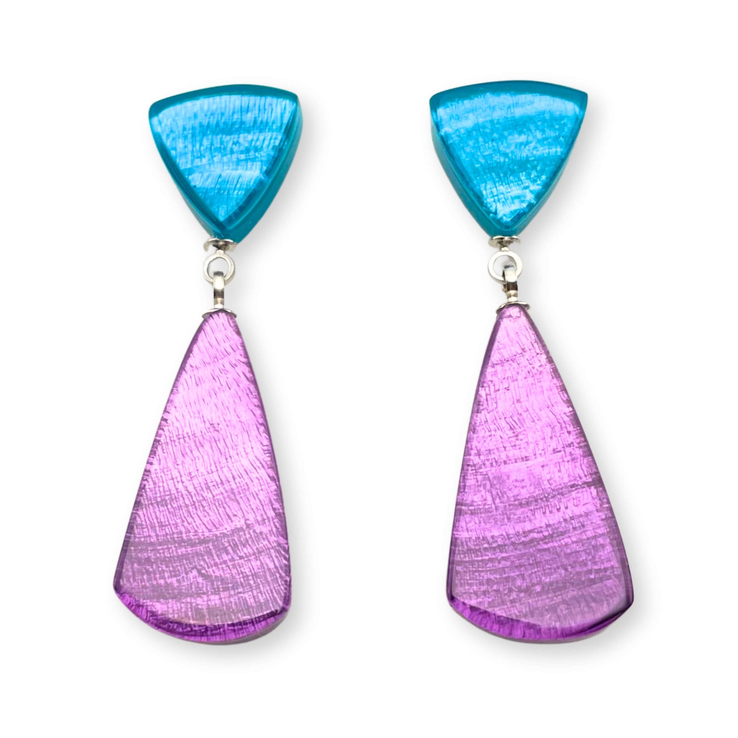Rainbow Shell Cones Shiny Double Drop Stud Earrings