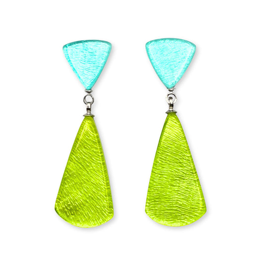 Zest Shell Cones Shiny Double Drop Stud Earrings