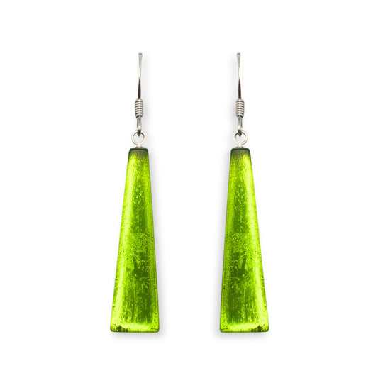 Lime Pinstripe Shiny Fish Hook Earrings