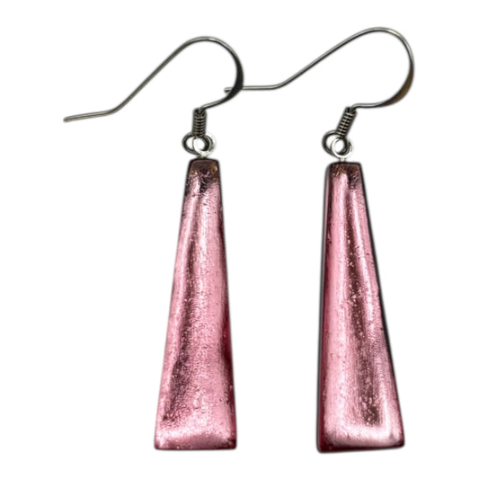 Rose Pinstripe Shiny Fish Hook Earrings