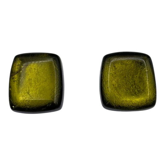 Pistachio Elongated Rectangles Shiny Off-Square Stud Earrings