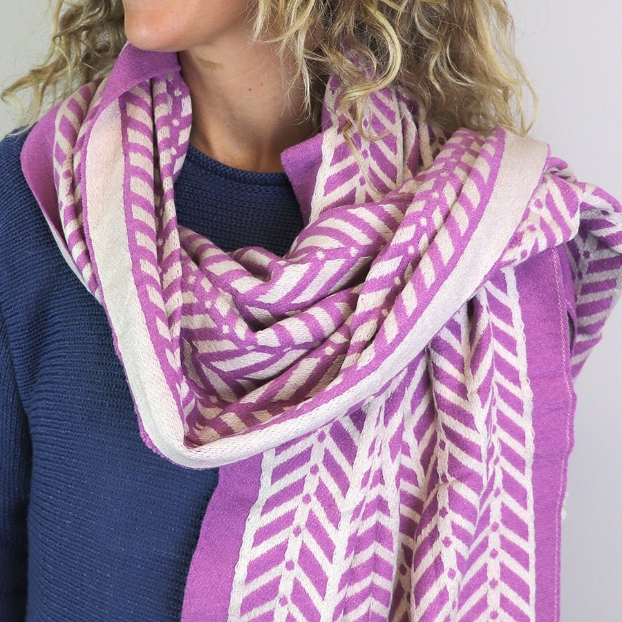 Pink Chevron Jacquard Scarf | The Jewellery Stop