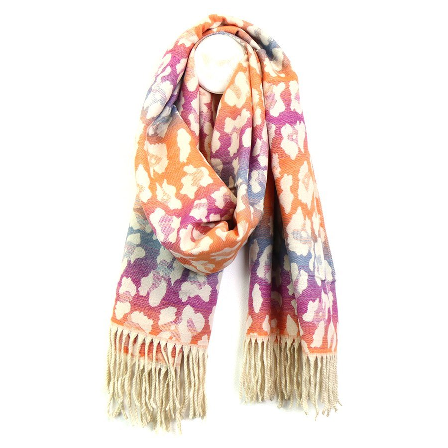 Reversible Ombre Orange Mix Leopard Print Scarf | The Jewellery Stop