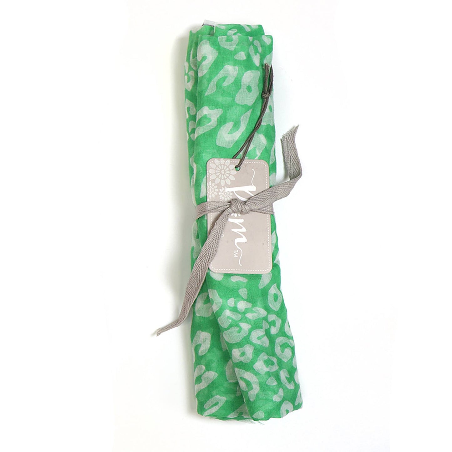 Green and White Animal Print Cotton Scarf | The Jewellery Stop