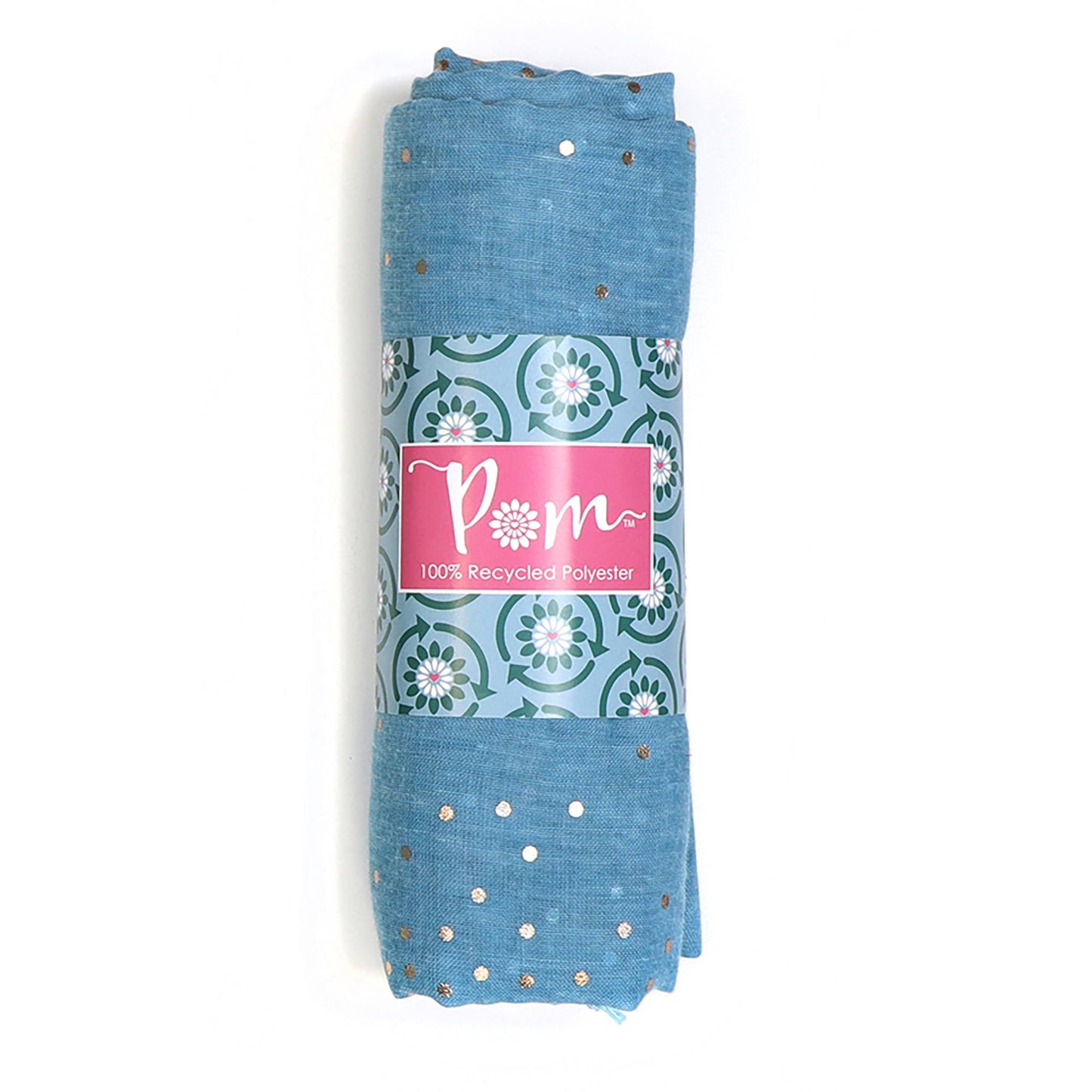 Washed Finish Turquoise Scarf with Dotty Foil Print | The Jewellery Stop