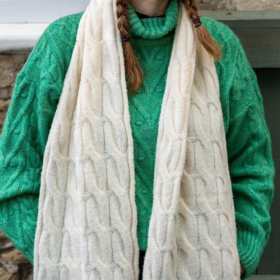 Cream Cable Knit Scarf | The Jewellery Stop