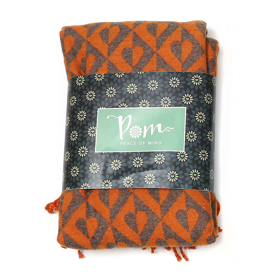 Orange Retro Tiled Heart Jacquard Scarf | The Jewellery Stop