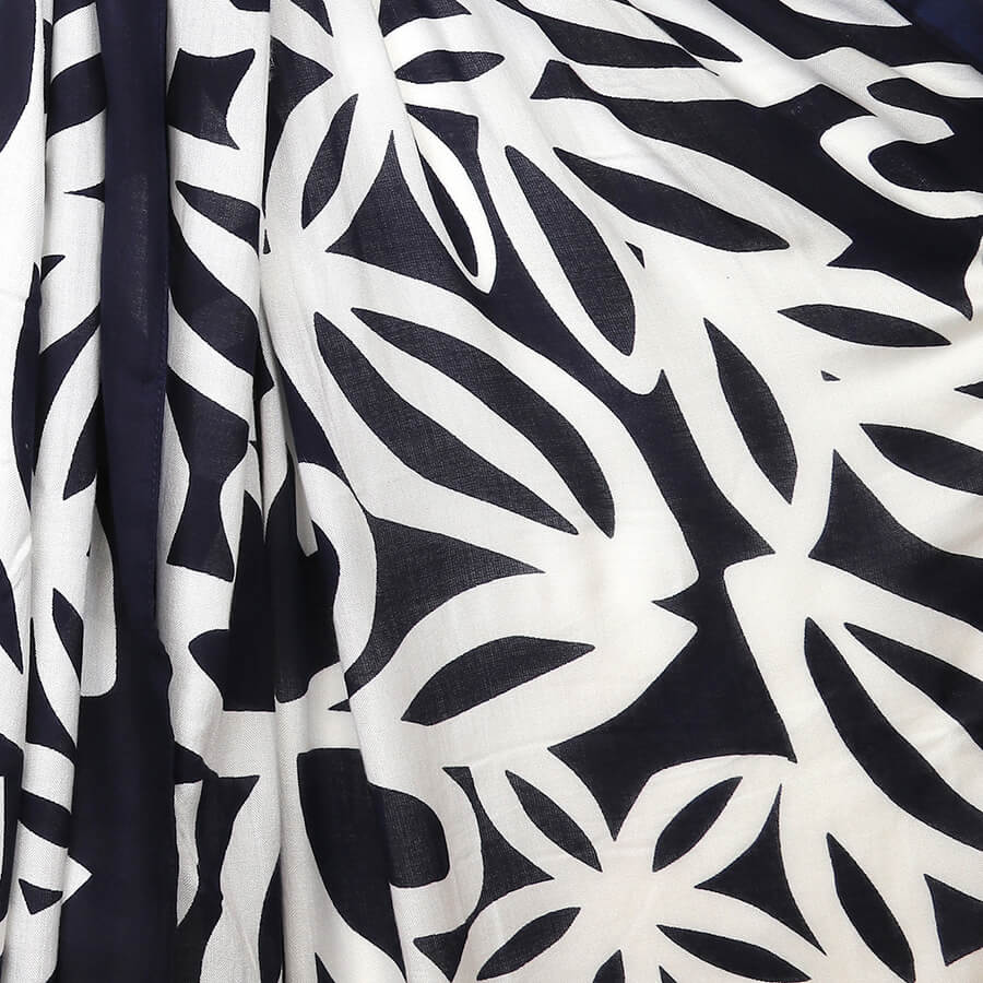 Deep Navy Leaf Silhouette Print Scarf | The Jewellery Stop