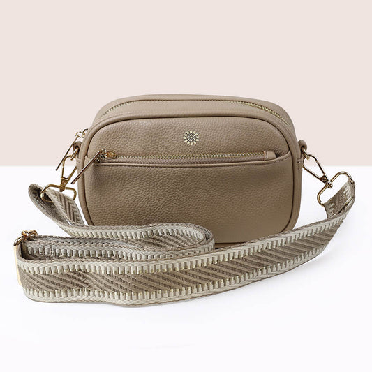 Buff Vegan Leather Camera Bag With Removable Strap