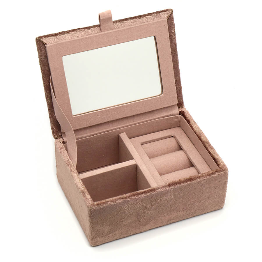 Fawn Velvet Jewellery Box With Embroidered Pheasant | The Jewellery Stop