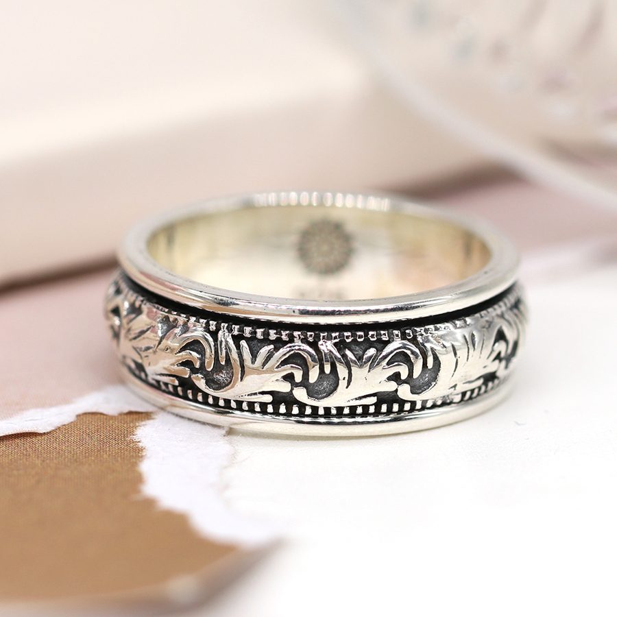 Sterling Silver Frond Spinning Ring | The Jewellery Stop