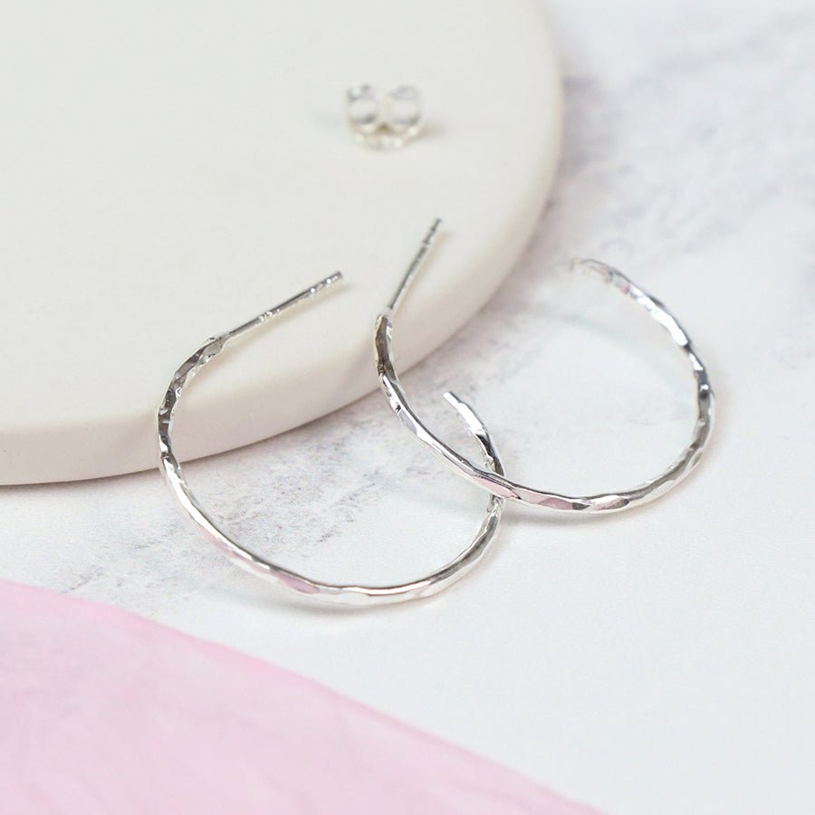 Sterling Silver Textured Creole Hoop Earrings | The Jewellery Stop
